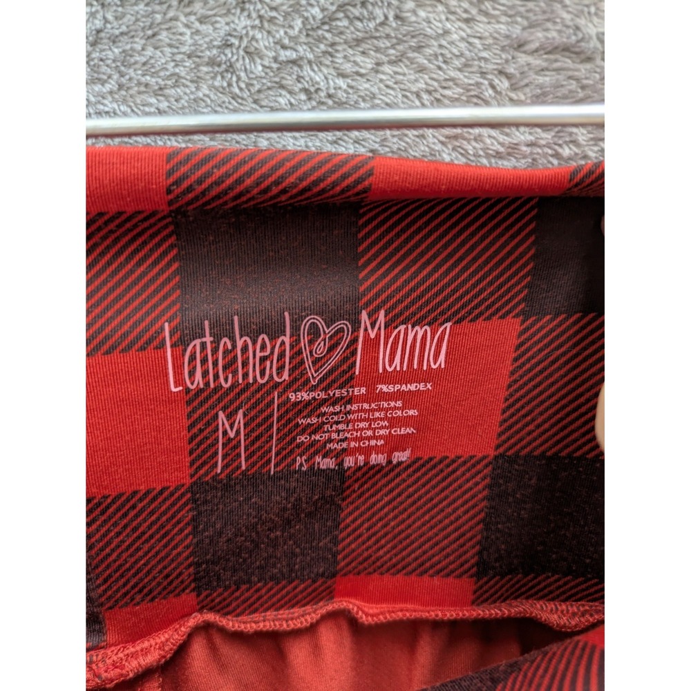 Red Buffalo Plaid Print Womens Maternity Medium Leggings Casual Comfy Stretch - Picture 3 of 7
